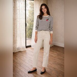 J.Crew Black Label Merino Wool Striped Cherry Sweater | Small